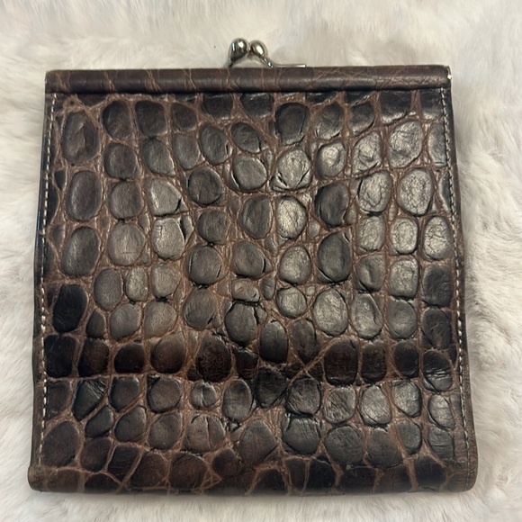 Dooney & Bourke Vintage crocodile leather print large brown bifold wallet - Picture 4 of 16
